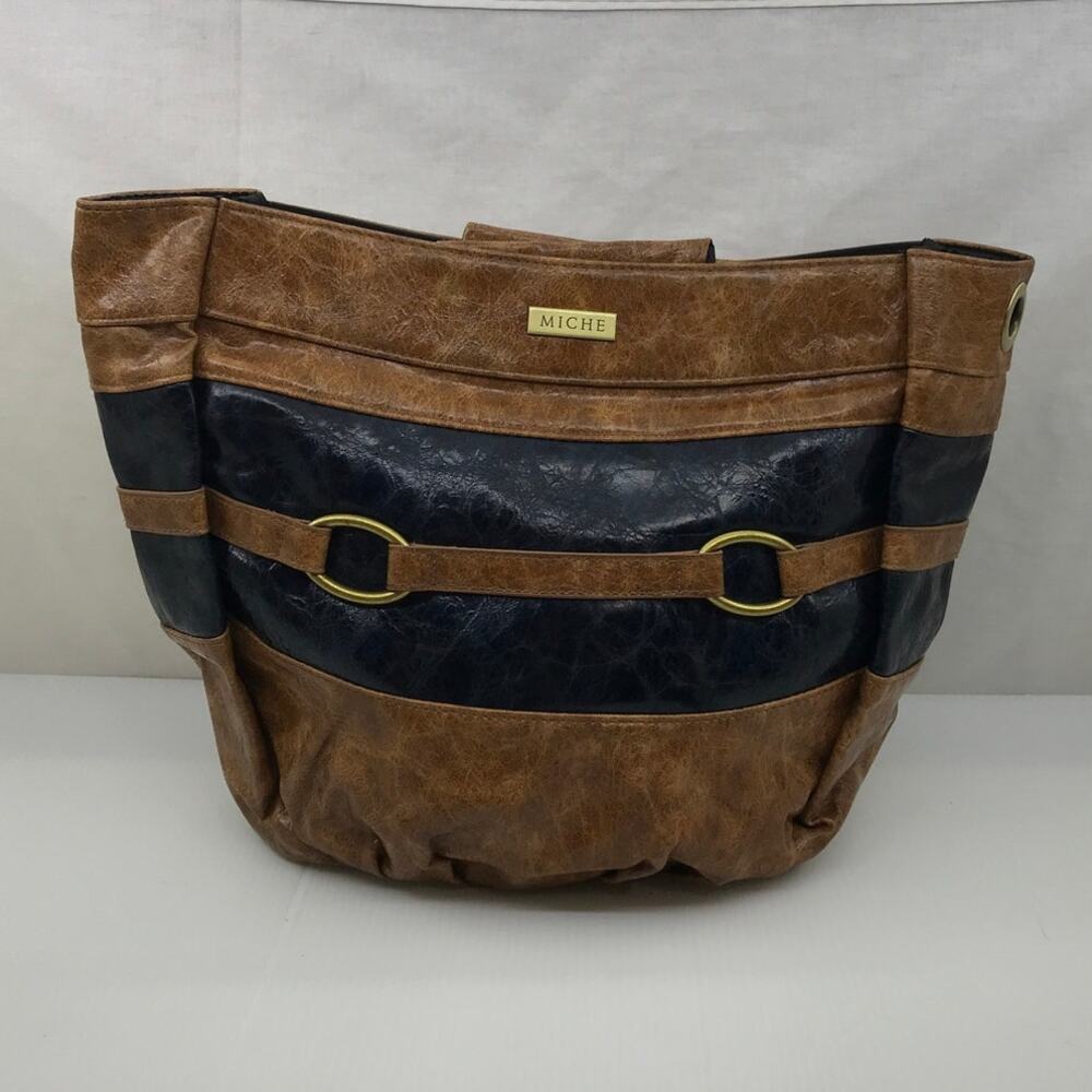 Miche Madison Demi Shell Only Cover Navy Blue Brown Faux Leather Bag Retired